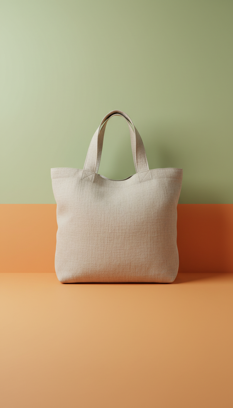 Artisan Linen Tote Bag with Pocket