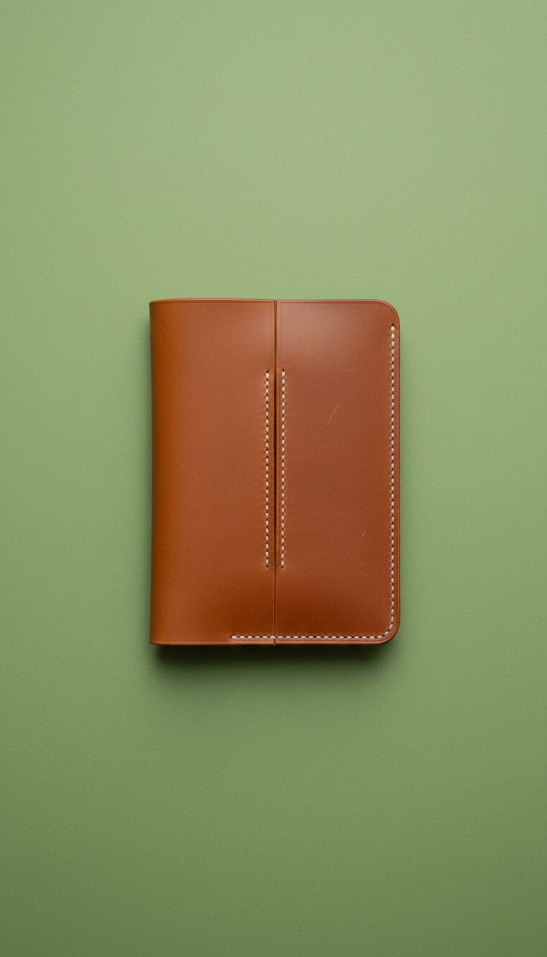 Hand-stitched Leather Notebook Cover in Cognac